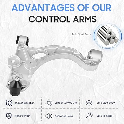 Front Lower Control Arms w/Ball Joints + Outer Tie Rods + Sway Bars Replacement for Buick Lesabre/Park Avenue/Riviera Cadillac Deville/Seville Oldsmobile Aurora Pontiac Bonneville (6pc)