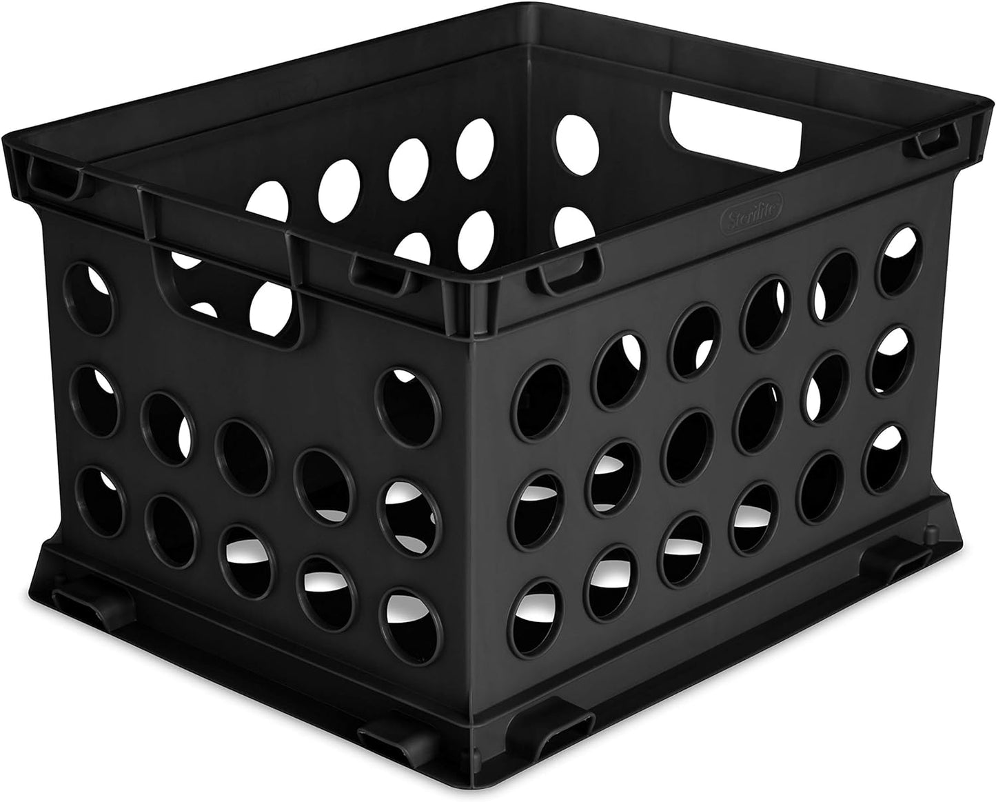 Sterilite Plastic Storage Crate, Black