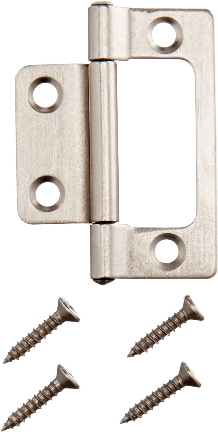 Amazon Basics AB-4019 Non-Mortise Hinges 10-Pack, 2" x 0.9", Stainless Steel