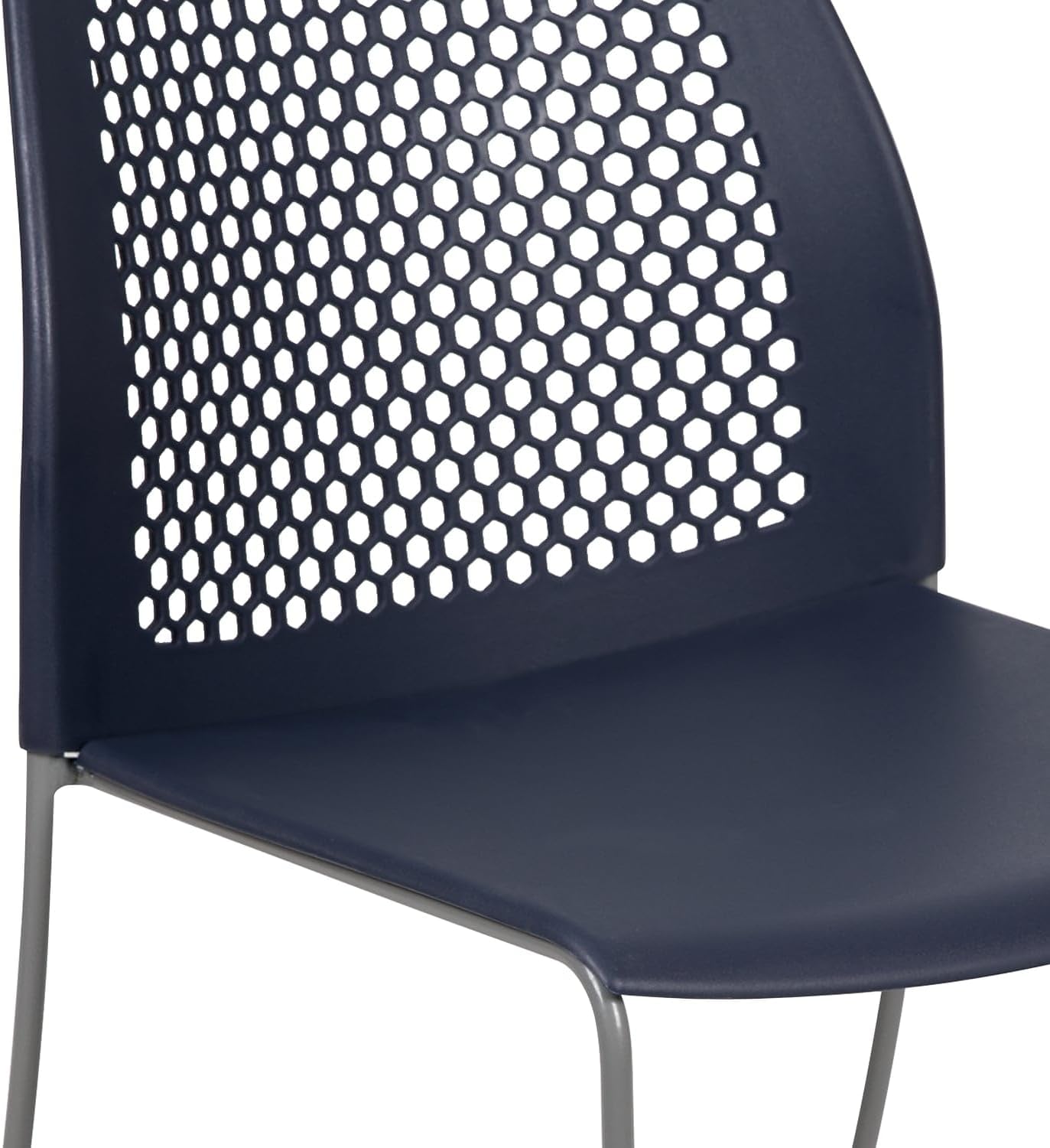 Flash Furniture HERCULES Series 661 lb. Capacity Navy Stack Chair with Air-Vent Back and Gray Powder Coated Sled Base