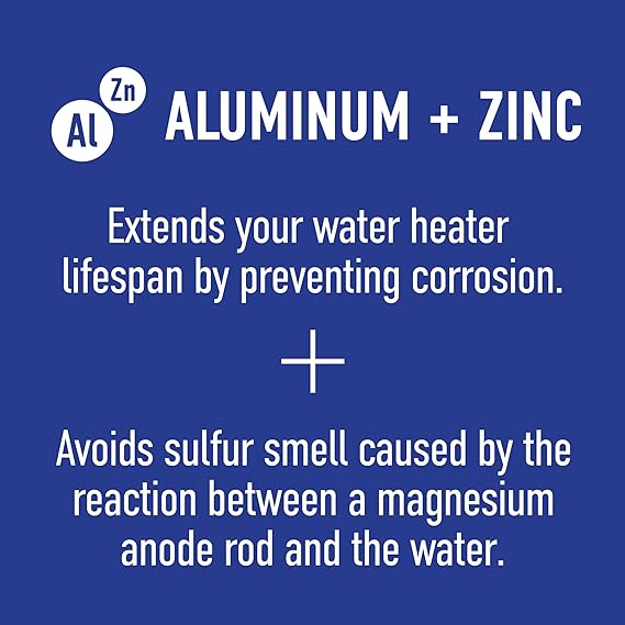 Water Connection | Aluminum Zinc Water Heater Anode Rod | Get rid of your rotten Egg Smell in water | Compatible with Rheem, A.O. Smith, Giant, Reliance Richmond & More | Hex Head ¾ NPT x 44-in Solid