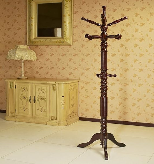 Frenchi Home Furnishing Traditional Spinning Top Wooden Coat Rack, Cherry