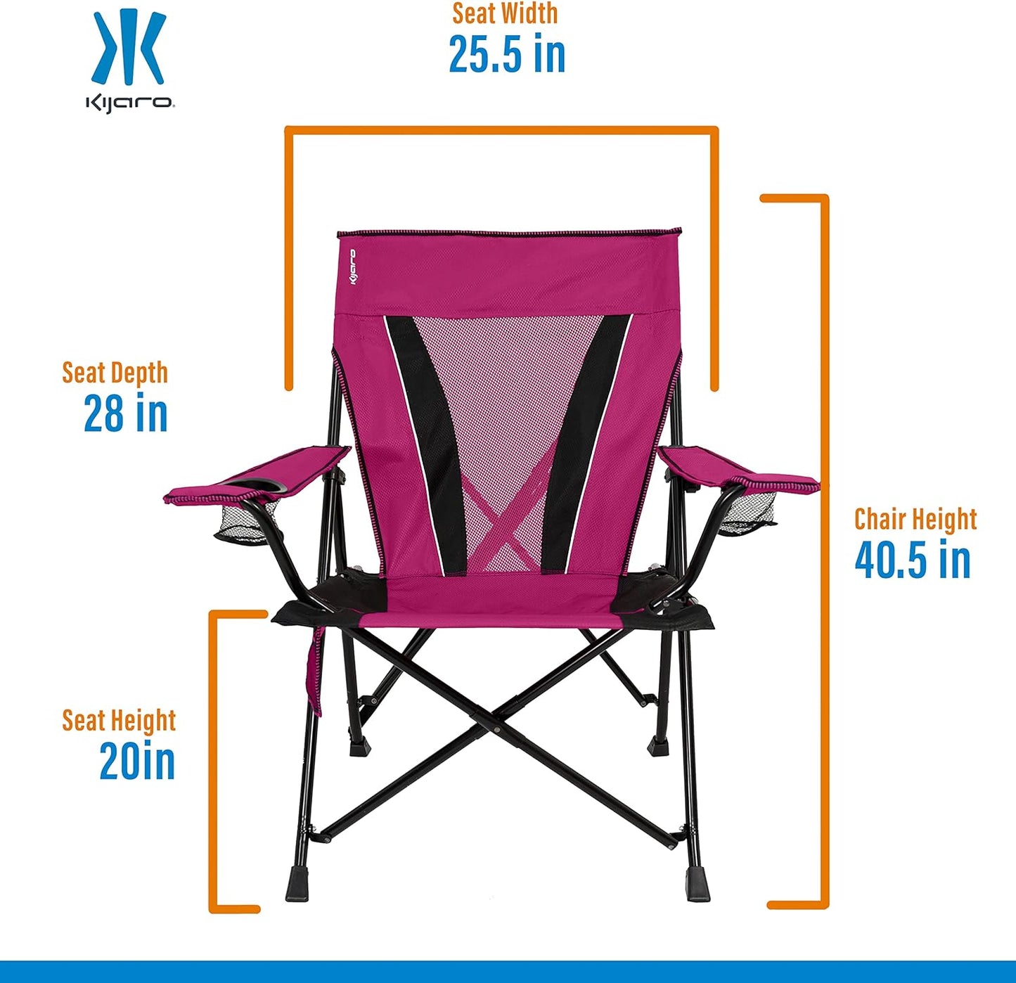 Kijaro XXL Dual Lock Portable Camping and Sports Chair , Hanami Pink