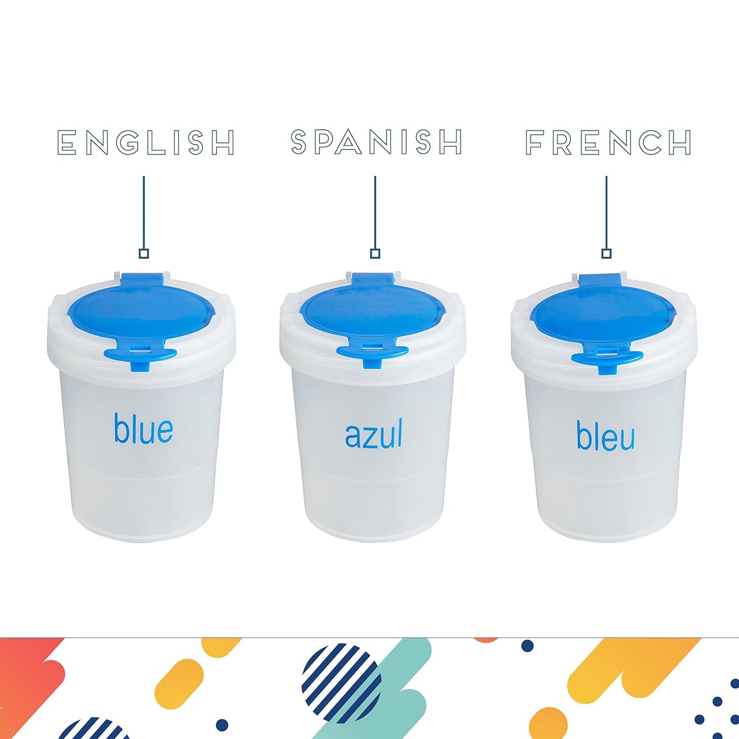 Large Trilingual Paint Cups Paint Brushes and Art Tray Set