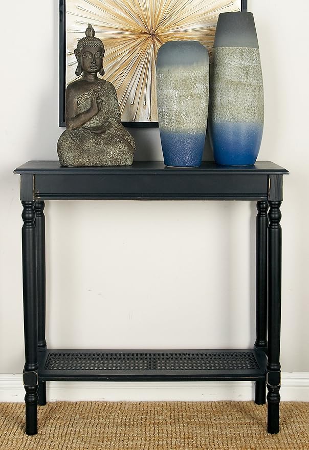 Wood Traditional Rectangular Console Table Black - Olivia & May