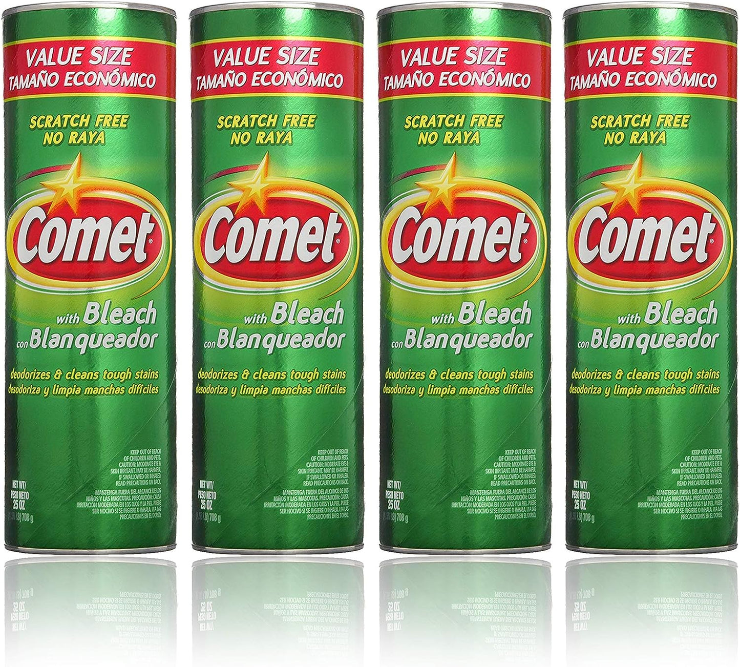 Comet Cleaner with Bleach Powder 25-Ounces | Scratch-Free | 25 Oz (Pack of 4)