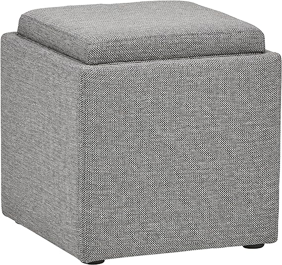 Amazon Brand – Rivet Ross Modern Tweed Lift-Top Storage Ottoman Pouf, 17.7