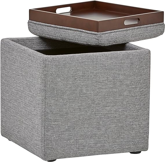 Amazon Brand – Rivet Ross Modern Tweed Lift-Top Storage Ottoman Pouf, 17.7