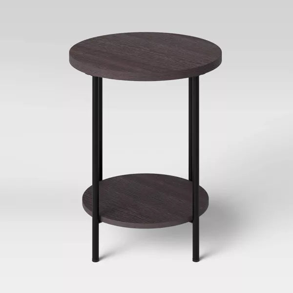Wood and Metal Round End Table Black - Room Essentials