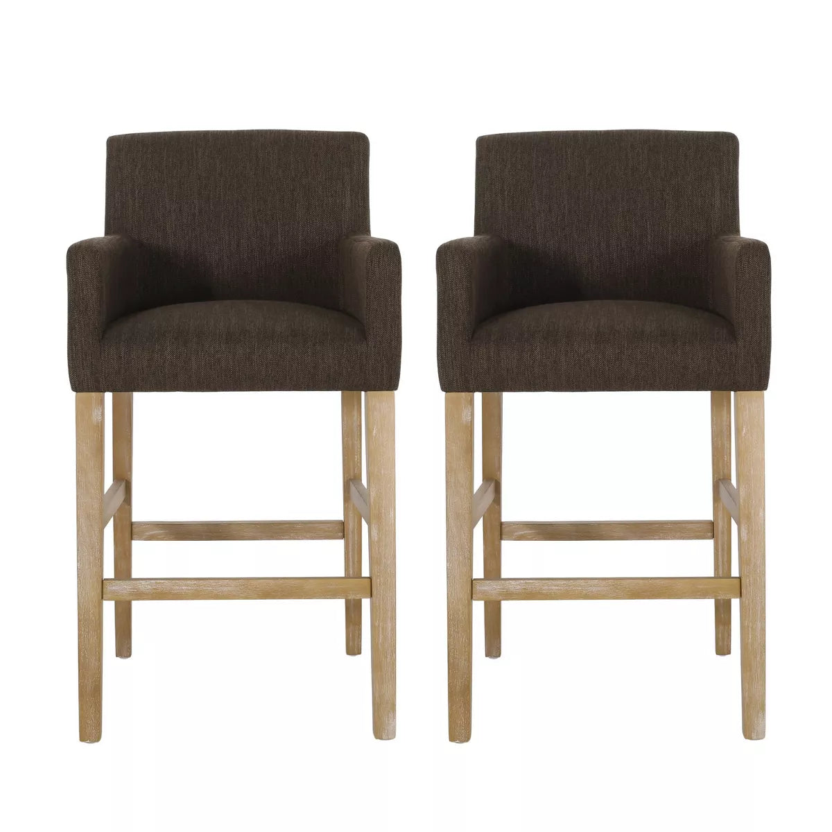 Set of 2 30.5" Armga Contemporary Fabric Upholstered Wood Counter Height Barstools - Christopher Knight Home