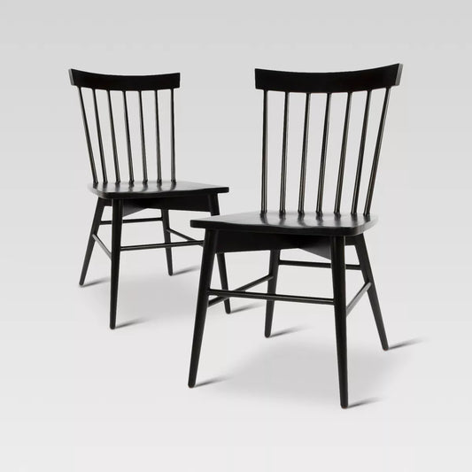 Set of 2 Windsor Dining Chair Black - Threshold (Please be advised that sets may be missing pieces or otherwise incomplete.) DAMAGED (AS IS)