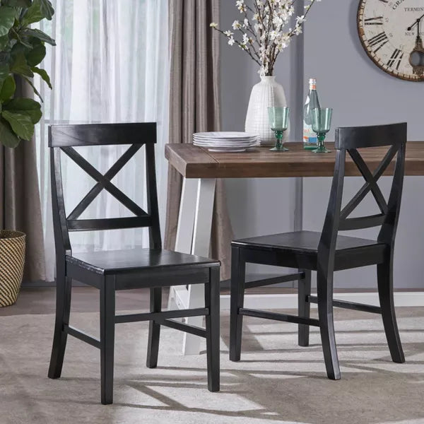 Set of 2 Roshan Farmhouse Acacia Dining Chairs Light Gray - Christopher Knight Home