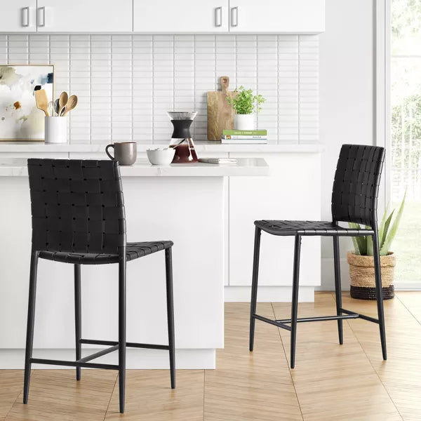 Wellfleet Woven Faux Leather Metal Base Counter Height Barstool - Threshold™