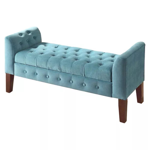 Velvet Tufted Storage Settee Bench - HomePop