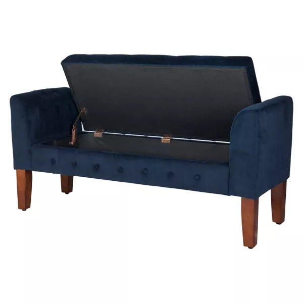 Velvet Tufted Storage Settee Bench - HomePop