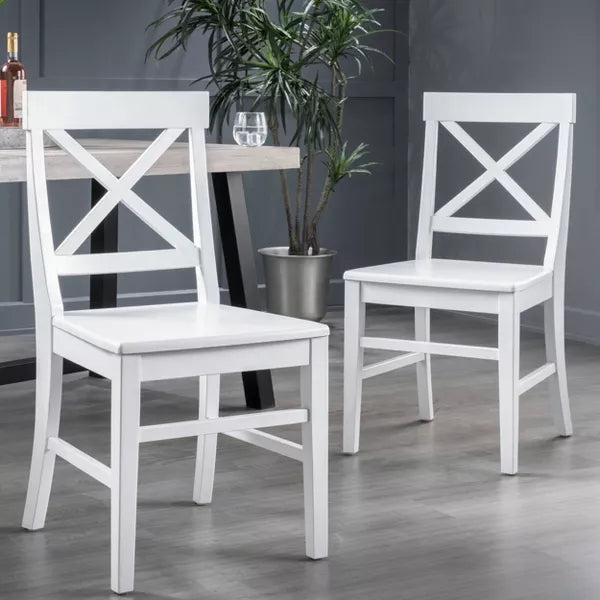 Set of 2 Roshan Farmhouse Acacia Dining Chairs Light Gray - Christopher Knight Home