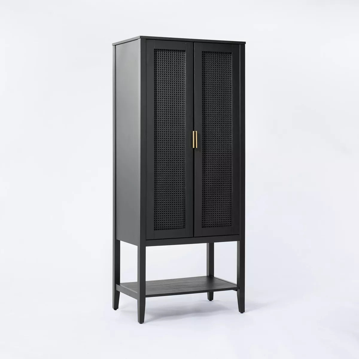 66" East Bluff Woven Cabinet Black - Threshold designed with Studio McGee