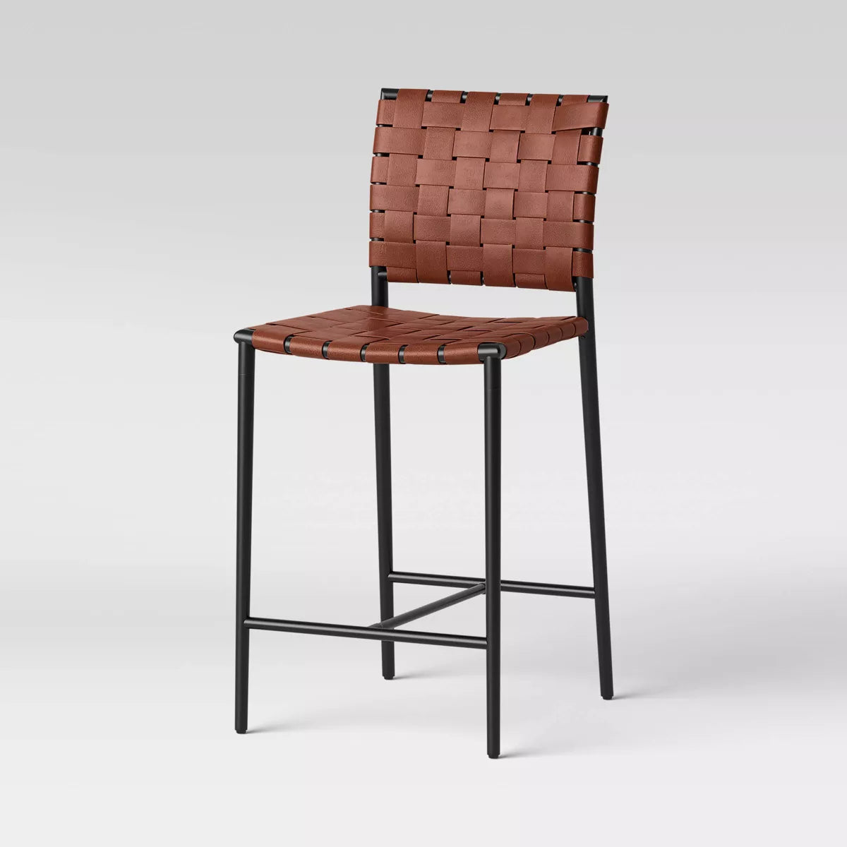 Wellfleet Woven Faux Leather Metal Base Counter Height Barstool - Threshold™