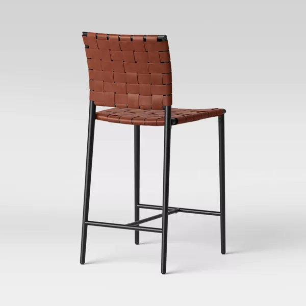 Wellfleet Woven Faux Leather Metal Base Counter Height Barstool - Threshold™