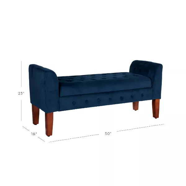 Velvet Tufted Storage Settee Bench - HomePop