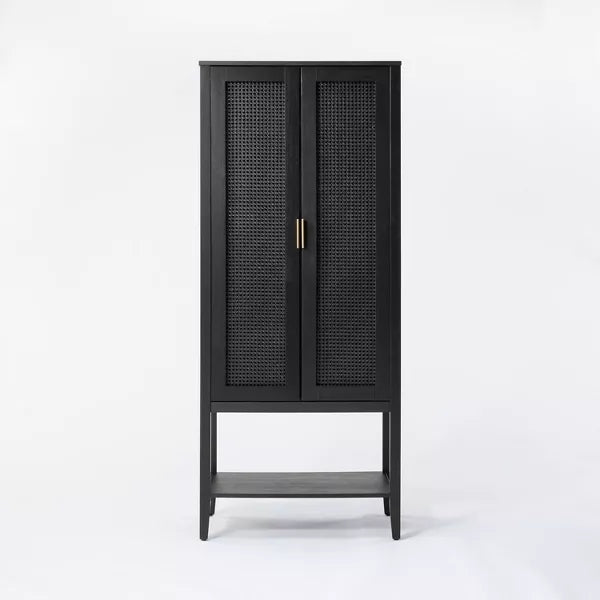 66" East Bluff Woven Cabinet Black - Threshold designed with Studio McGee