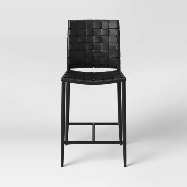 Wellfleet Woven Faux Leather Metal Base Counter Height Barstool - Threshold™