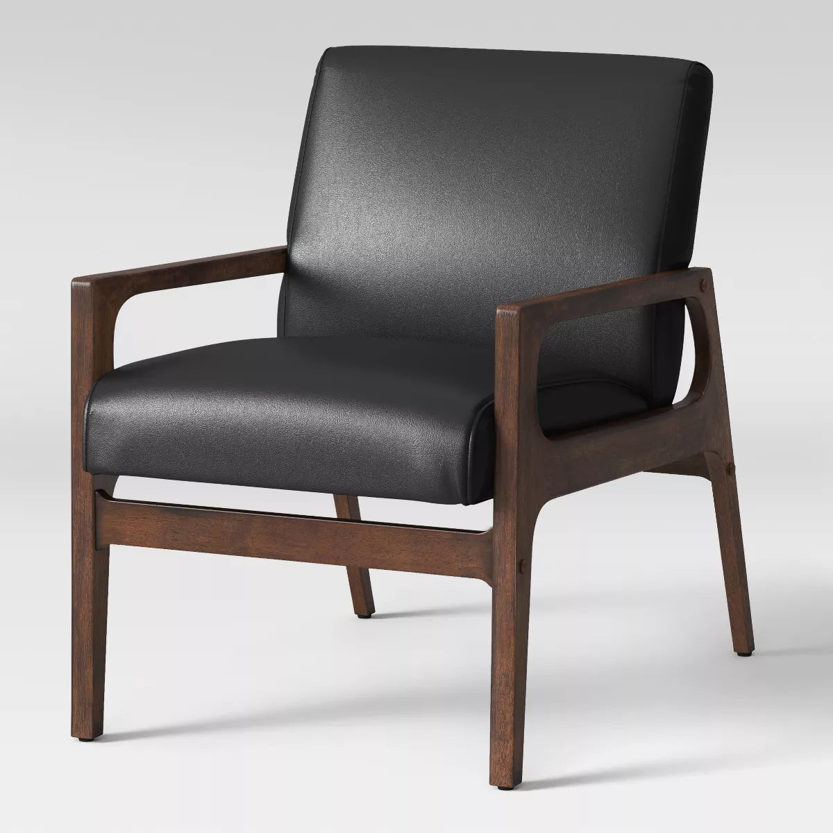 Peoria Wood Armchair Black Faux Leather - Project 62