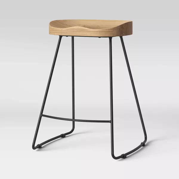 Hull Low Back Wood/Metal Counter Height Barstool - Threshold™