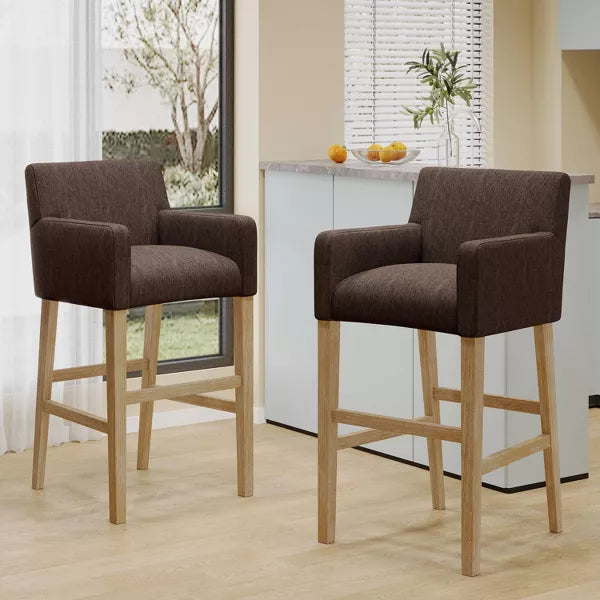 Set of 2 30.5" Armga Contemporary Fabric Upholstered Wood Counter Height Barstools - Christopher Knight Home