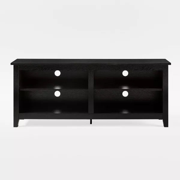 Transitional 4 Cubby Wood Open Storage TV Stand for TVs up to 65