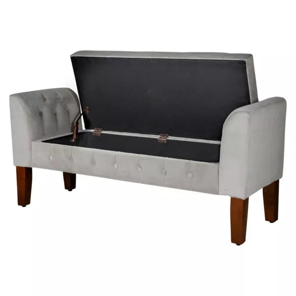 Velvet Tufted Storage Settee Bench - HomePop