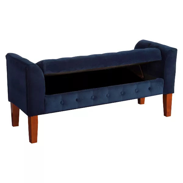 Velvet Tufted Storage Settee Bench - HomePop