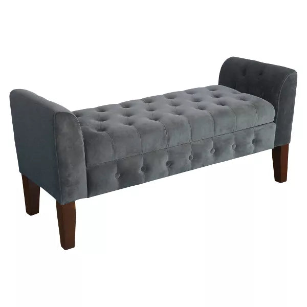 Velvet Tufted Storage Settee Bench - HomePop