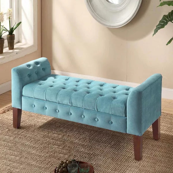 Velvet Tufted Storage Settee Bench - HomePop