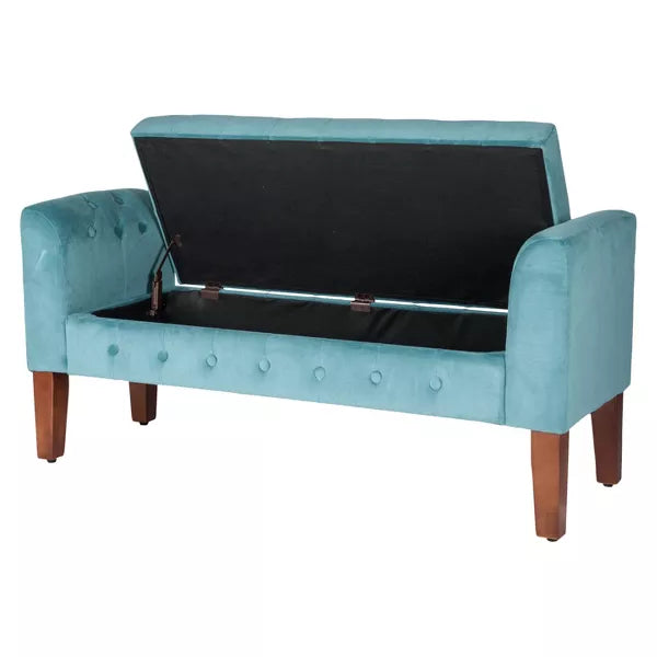 Velvet Tufted Storage Settee Bench - HomePop