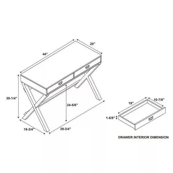 Peggy Wood Writing Desk with Drawers - Linon