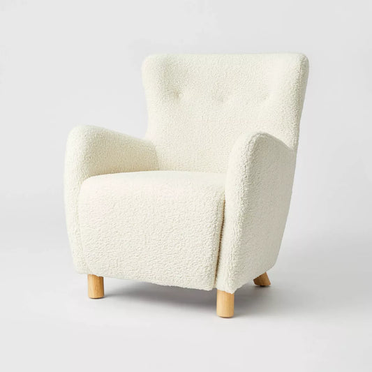 Kessler Wingback Accent Chair (KD) Cream Sherpa - Threshold designed with Studio McGee
