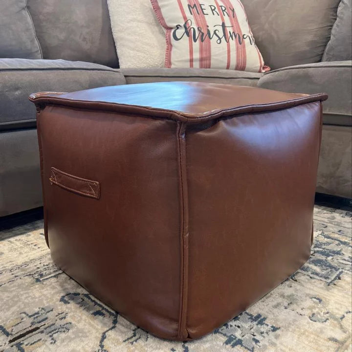 Evanston Leather Cube Pouf - Threshold™ designed with Studio McGee