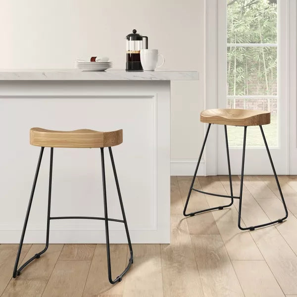 Hull Low Back Wood/Metal Counter Height Barstool - Threshold™