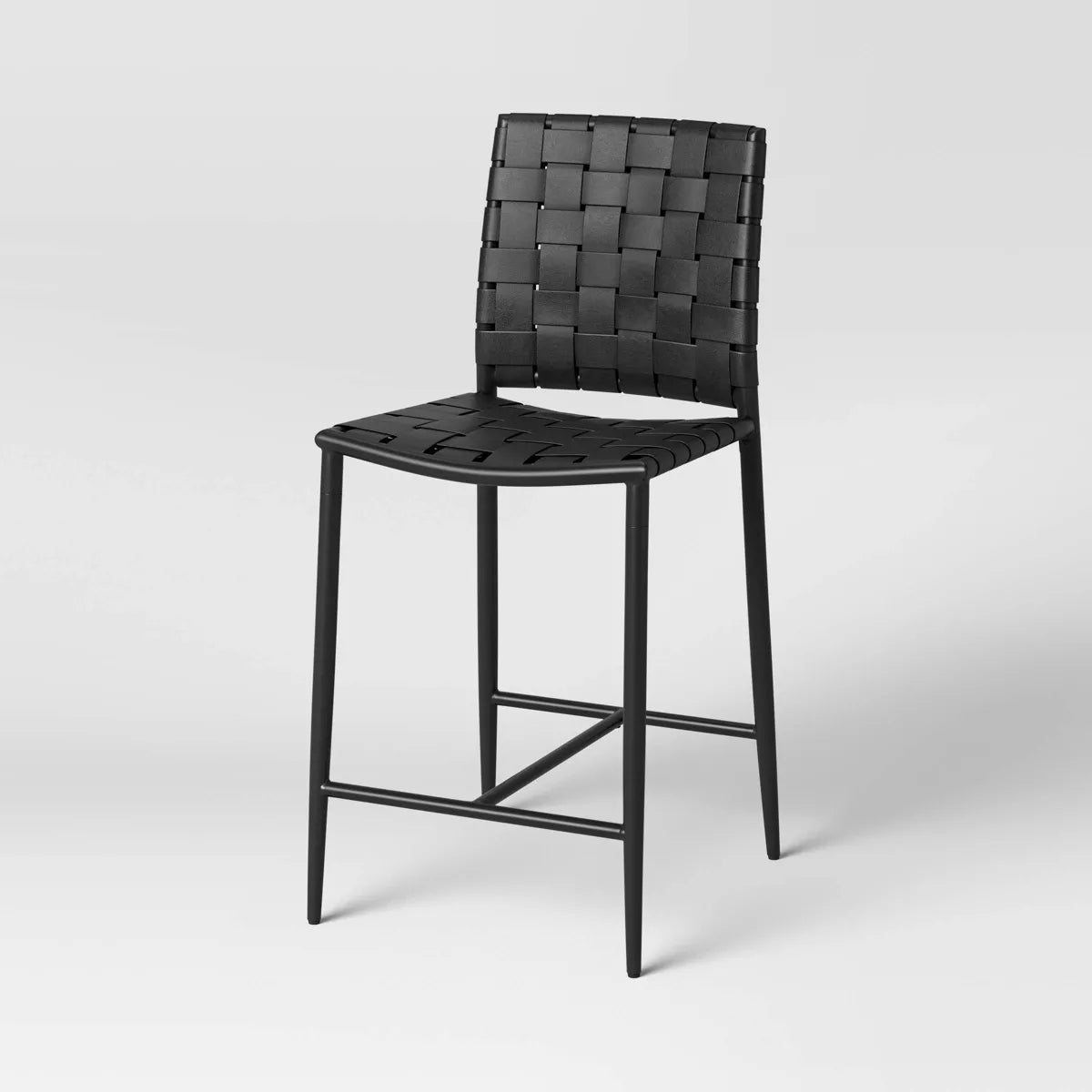 Wellfleet Woven Faux Leather Metal Base Counter Height Barstool - Threshold™