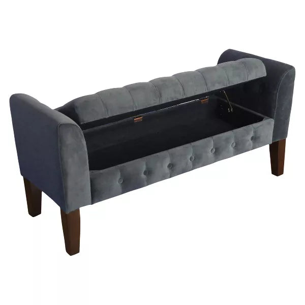 Velvet Tufted Storage Settee Bench - HomePop