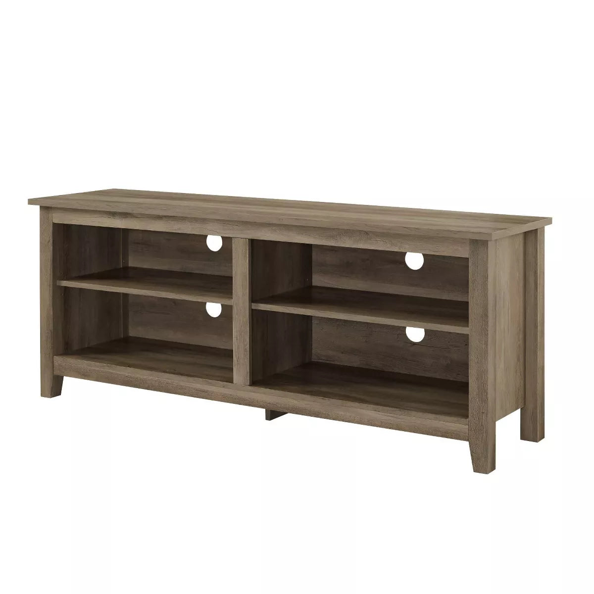 Transitional 4 Cubby Wood Open Storage TV Stand for TVs up to 65