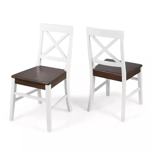 Set of 2 Roshan Farmhouse Acacia Dining Chairs Light Gray - Christopher Knight Home