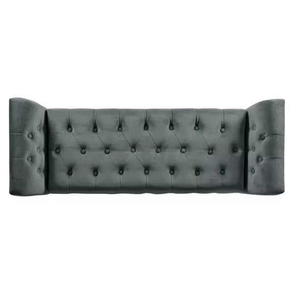 Velvet Tufted Storage Settee Bench - HomePop