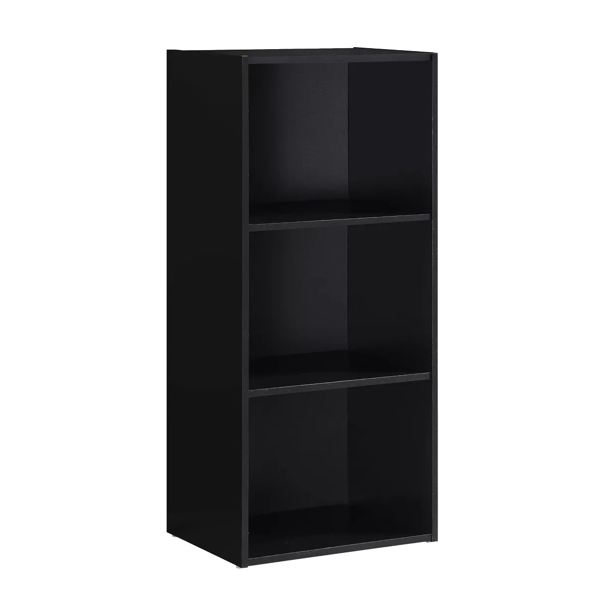 Hodedah HID23 High Quality 3 Shelf Home, Office, and School Organization Storage 35.70 Inch Tall Slim Bookcase Cabinets to Display Decor, Black