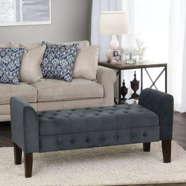 Velvet Tufted Storage Settee Bench - HomePop