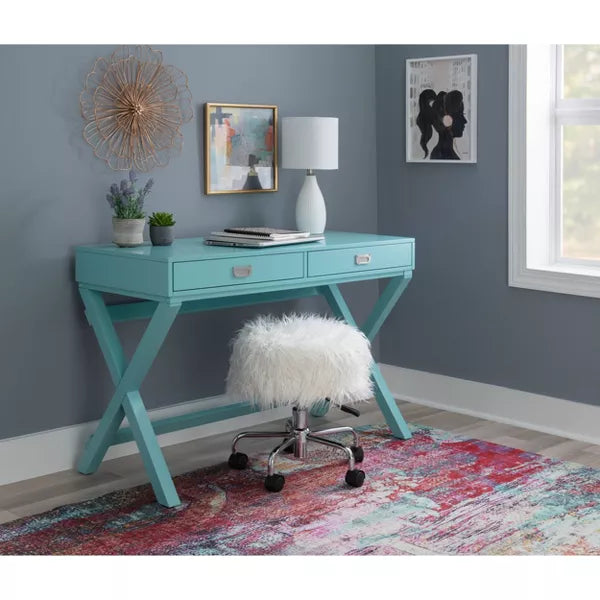 Peggy Wood Writing Desk with Drawers - Linon