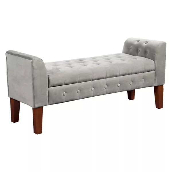 Velvet Tufted Storage Settee Bench - HomePop