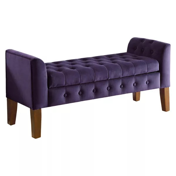 Velvet Tufted Storage Settee Bench - HomePop