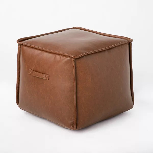 Evanston Leather Cube Pouf - Threshold™ designed with Studio McGee